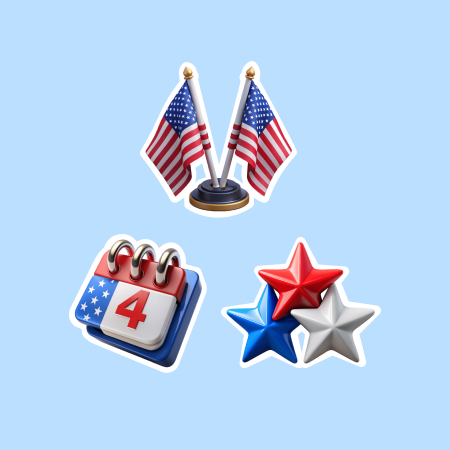 4th of July Independence Day PNG Stickers and Cliparts